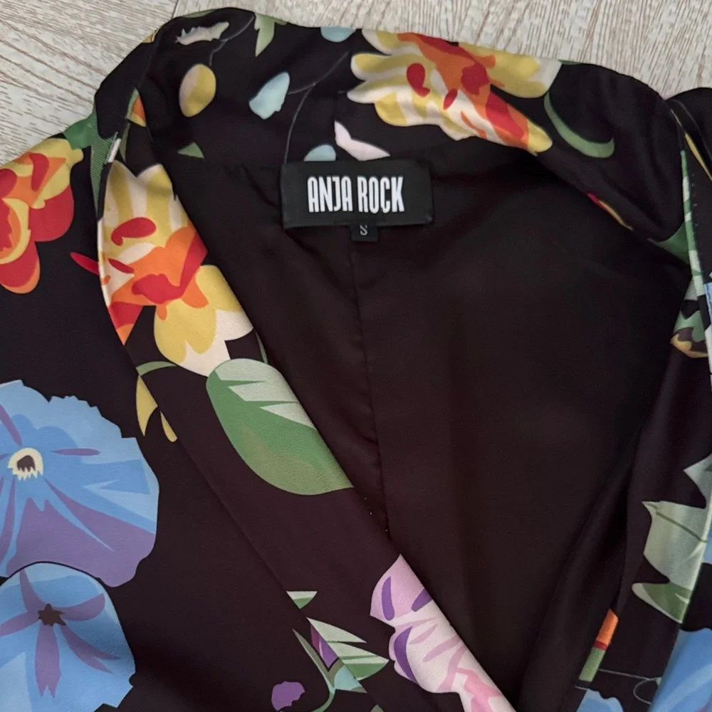 Black Floral Long-Sleeve Maxi Dress with Butterfly Detail - Picture 2 of 3